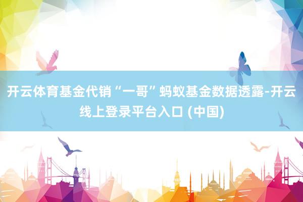 开云体育基金代销“一哥”蚂蚁基金数据透露-开云线上登录平台入口 (中国)
