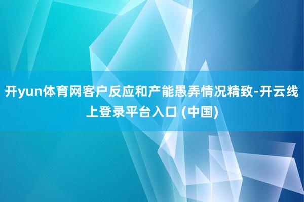 开yun体育网客户反应和产能愚弄情况精致-开云线上登录平台入口 (中国)